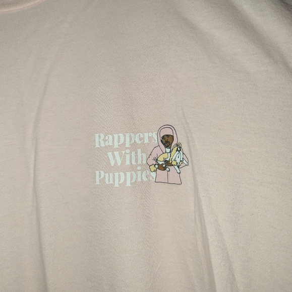 Dog Limited Rappers With Puppies Crew Neck Short Sleeve Cotton Shirt Top Pink - Picture 6 of 8